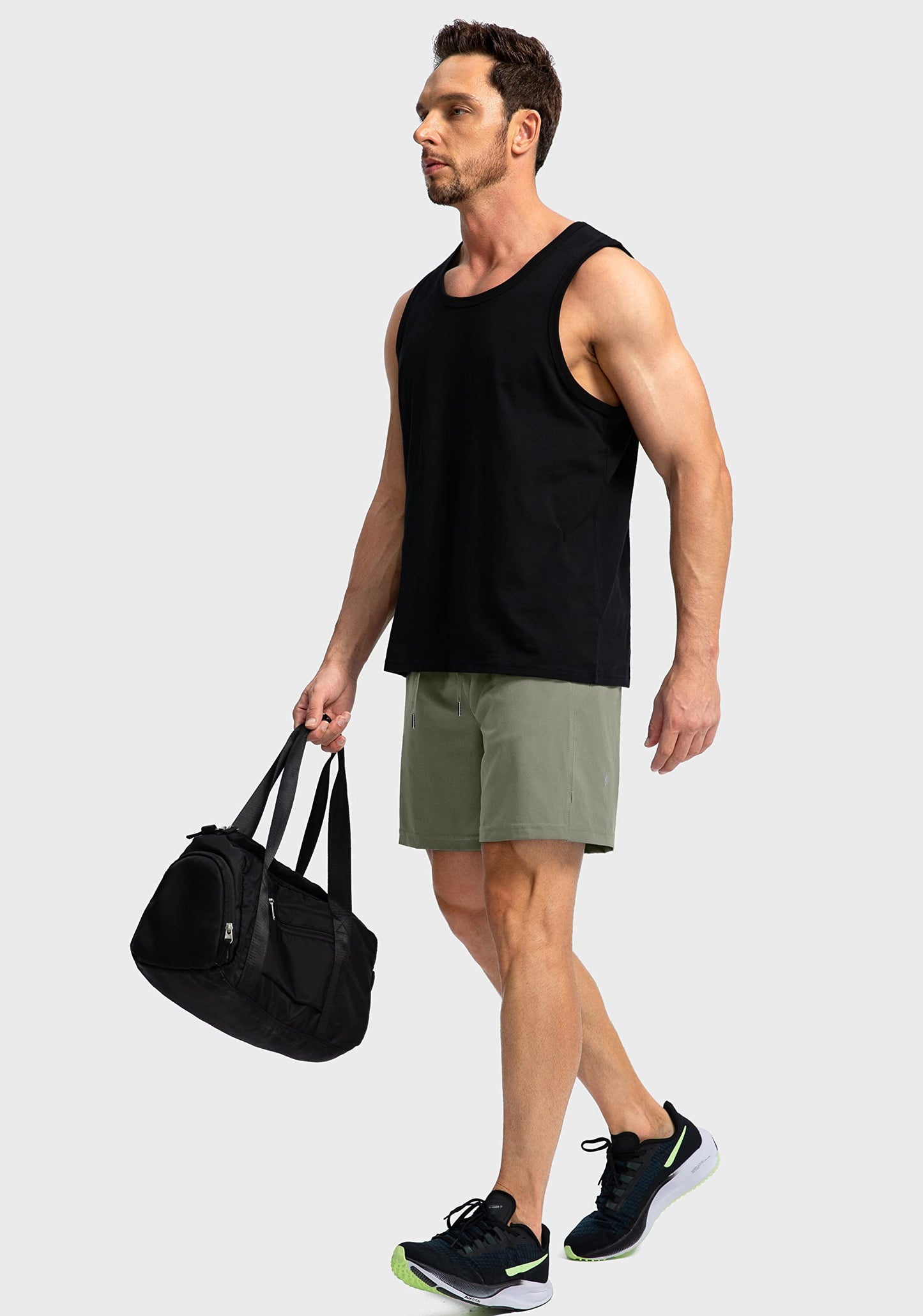 Men's Running Shorts with Zipper Pockets 7 Inch Lightweight Quick Dry Gym Athletic Workout Shorts for Men (Green Sage, X-Large)