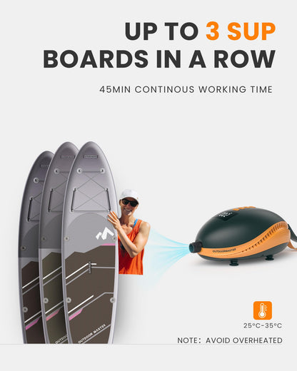 OutdoorMaster 20PSI High Pressure Paddle Board Pump Electric Dolphin -Quick Portable SUP Air Pump,Auto-Off &12V DC Car Connector Electric Pump for Inflatable Stand up Paddle Boards,Boats,Inflators