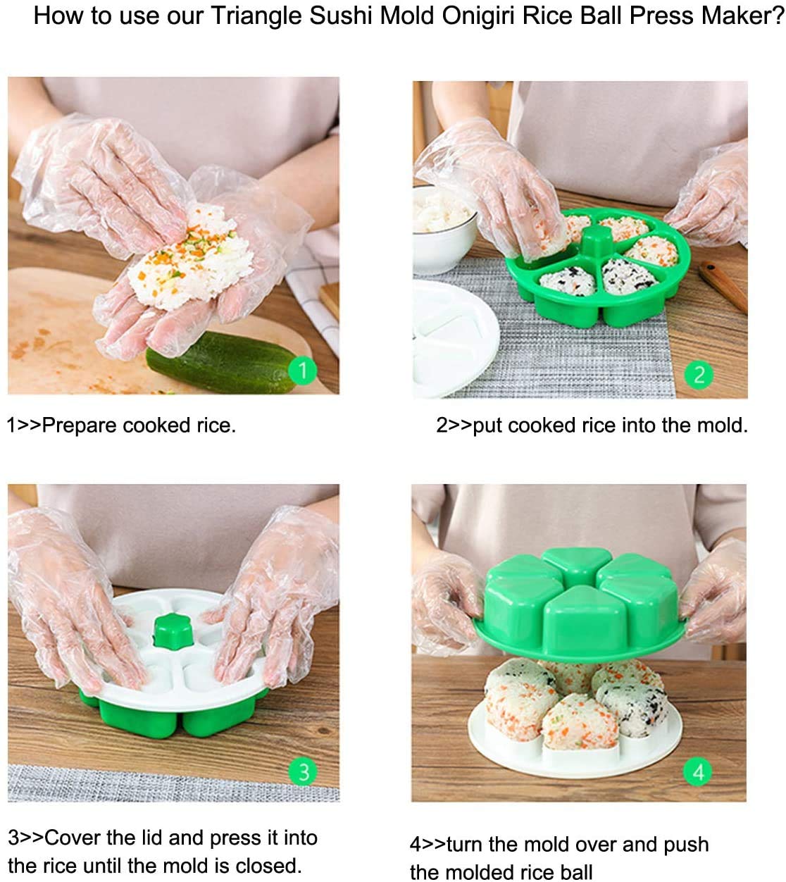 6 Cavity Triangle Sushi Mold Onigiri Rice Ball Press Maker Non-stick Sushi Maker Tools For Seaweed Cilantro Rice Balls