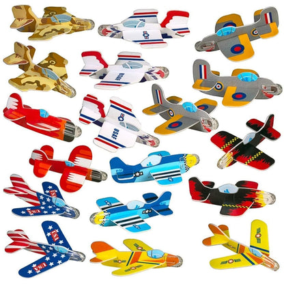 Neliblu Bulk Pack of 72 Carnival Prizes and Foam Airplanes for Kids - Party Pack Individually Wrapped Flying Paper Planes - Assorted Designs - Foam Airplanes for Kids Party and Pinata Filler