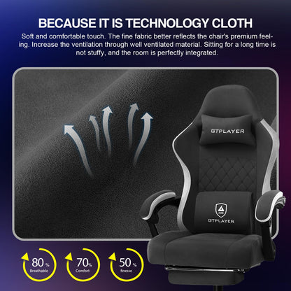 GTPLAYER Gaming Chair, Computer Office Chair with Pocket Spring Cushion, Linkage Armrests and Footrest, High Back Ergonomic Computer Chair with Lumbar Support Task Chair with Footrest(Black)