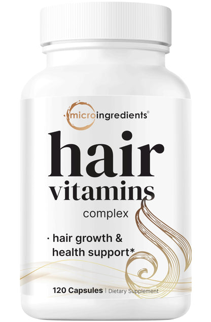 Micro Ingredients Hair Growth Vitamins for Women & Men, 120 Capsules | 14-in-1 Formula with Biotin, Collagen, Keratin, Saw Palmetto & More | Thicker, Fuller, Nourishes Thinning & Loss Hair Support