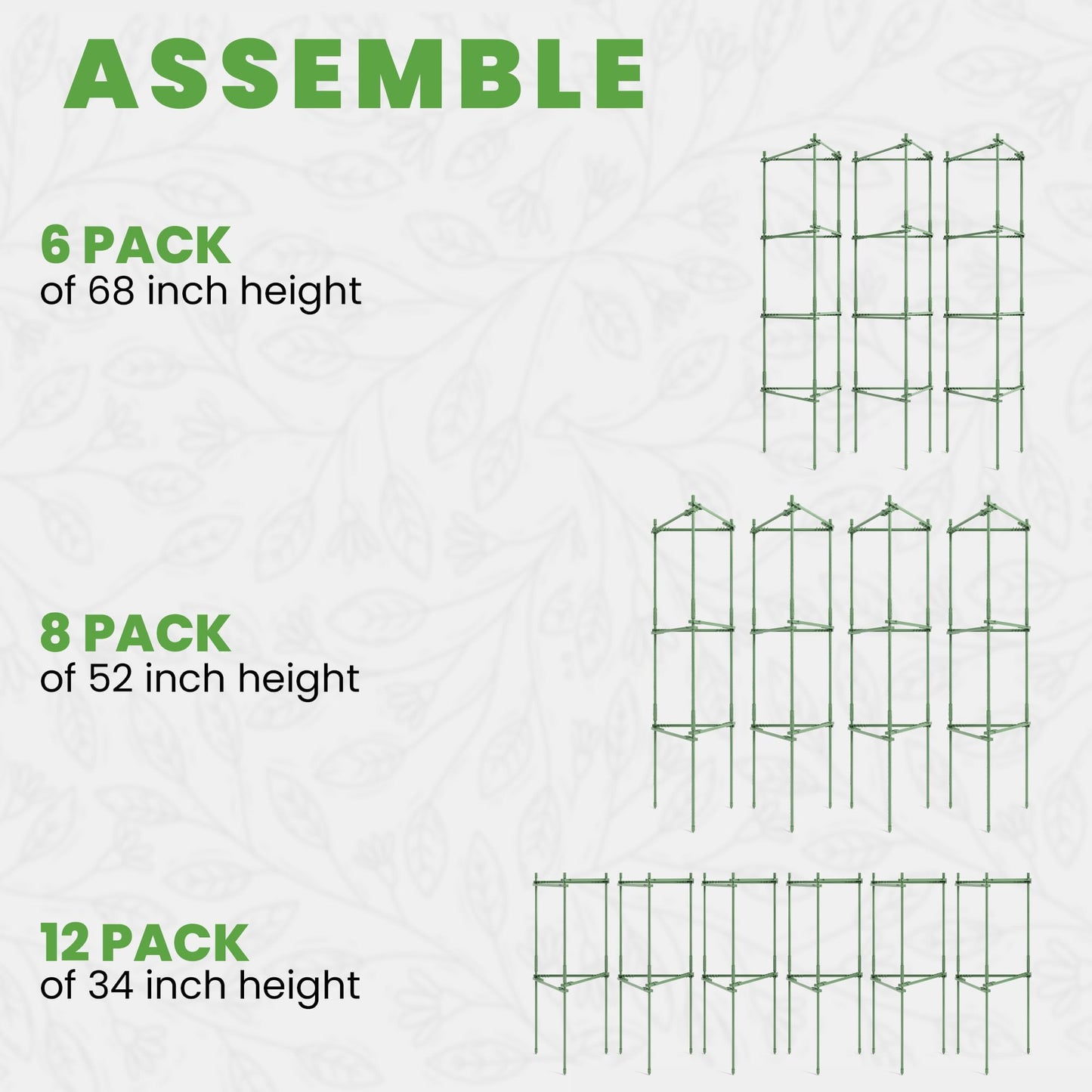 68" Tomato Cage - Trellis Stakes and Plant Support Structures for Vegetables and Climbing Plants - Tall Tomato Cages for Garden, Pots, Raised Garden Bed Outdoor (6 Pack - Extra Tall)