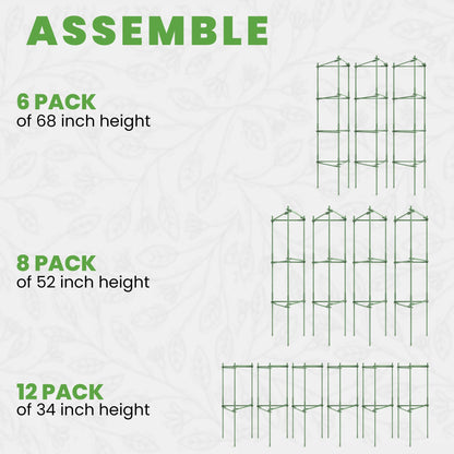68" Tomato Cage - Trellis Stakes and Plant Support Structures for Vegetables and Climbing Plants - Tall Tomato Cages for Garden, Pots, Raised Garden Bed Outdoor (6 Pack - Extra Tall)