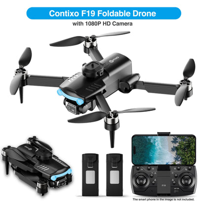 Contixo F19 Drone With 1080p HD FPV Camera, 20 Min Flight 360° Flips Brushless Motor RC Quadcopter With Altitude Hold, Obstacle Avoidance, Follow Me For Novice Beginner's Kids And Adults, 2 Batteries
