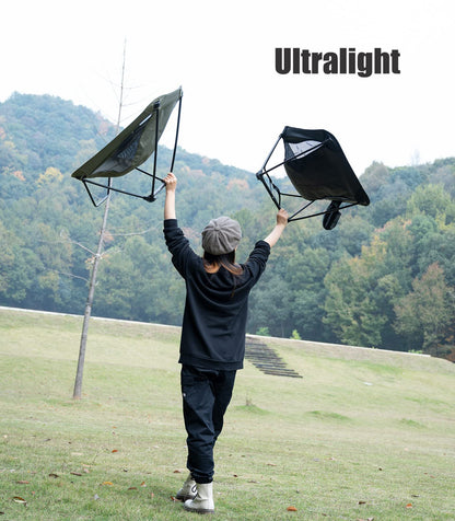 iClimb Low Ultralight Compact Camping Folding Chair with Side Pocket and Carry Bag (Black)