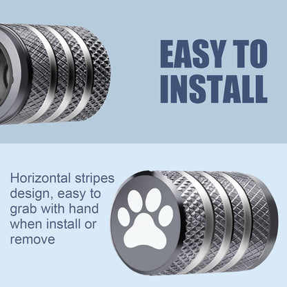 Tire Valve Stem Caps Cover - (12 Pack) Tire Air Caps Metal with Plastic Liner Corrosion Resistant Leak-Proof Dog Paw Print for Car Truck Motorcycle Bike Grey