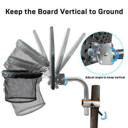 Jump Tastic Trampoline Trampoline Basketball Hoop, Fits Straight and Curved Pole Basketball Hoop for Trampoline, Universal Attachment with Mini Ball and Pump