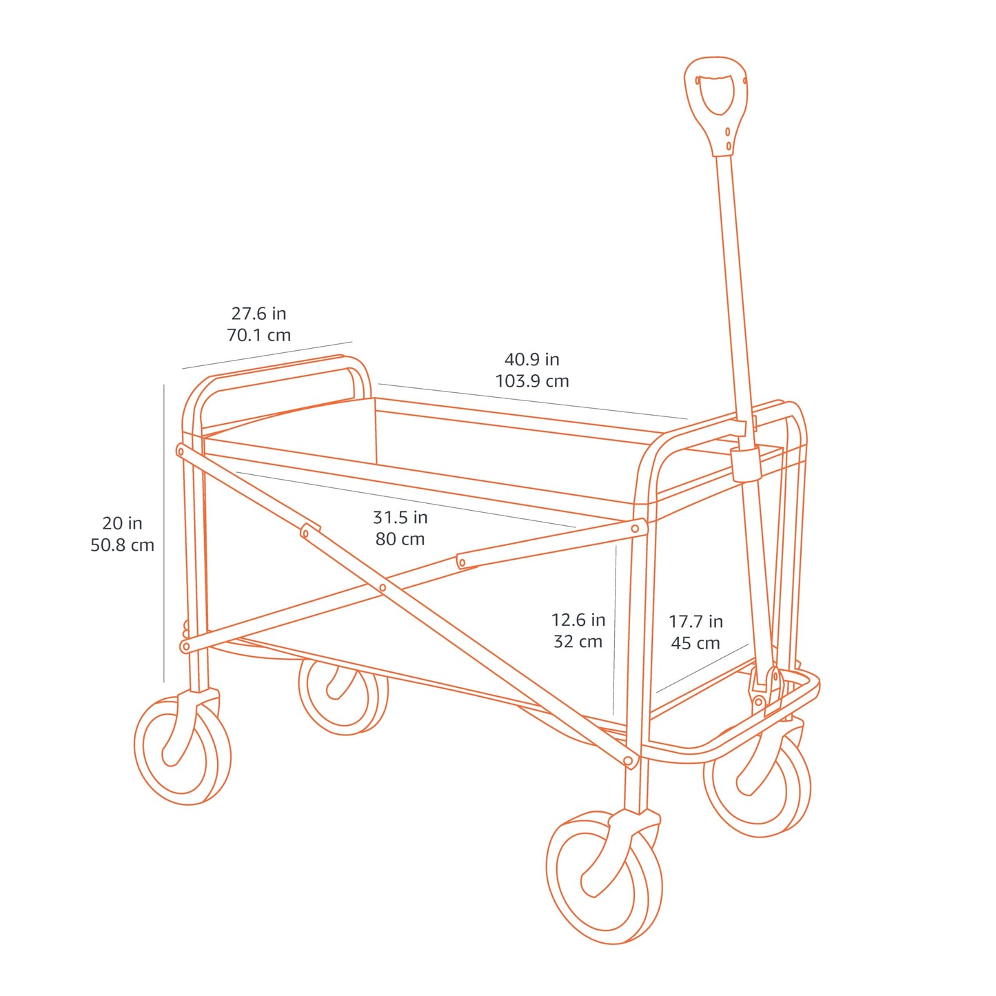 Amazon Basics Collapsible Folding Heavy Duty Utility Wagon for Outdoor Sports, 265 pounds Weight Capacity, Camping, Garden, and Shopping, 27.6 x 40.9 x 20 inches, Gray