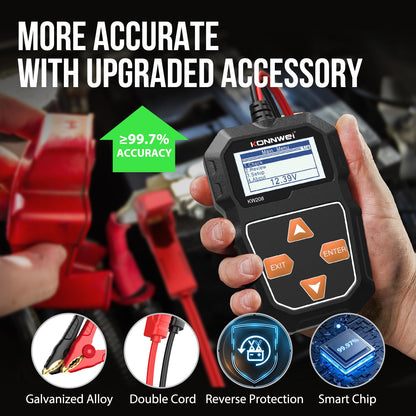 KONNWEI KW208 12V Car Battery Tester, Battery Load Tester Automotive 12V Alternator Starter Tester Digital Auto Battery Analyzer Charging Cranking System Tester for Car Truck Marine Motorcycle Boat