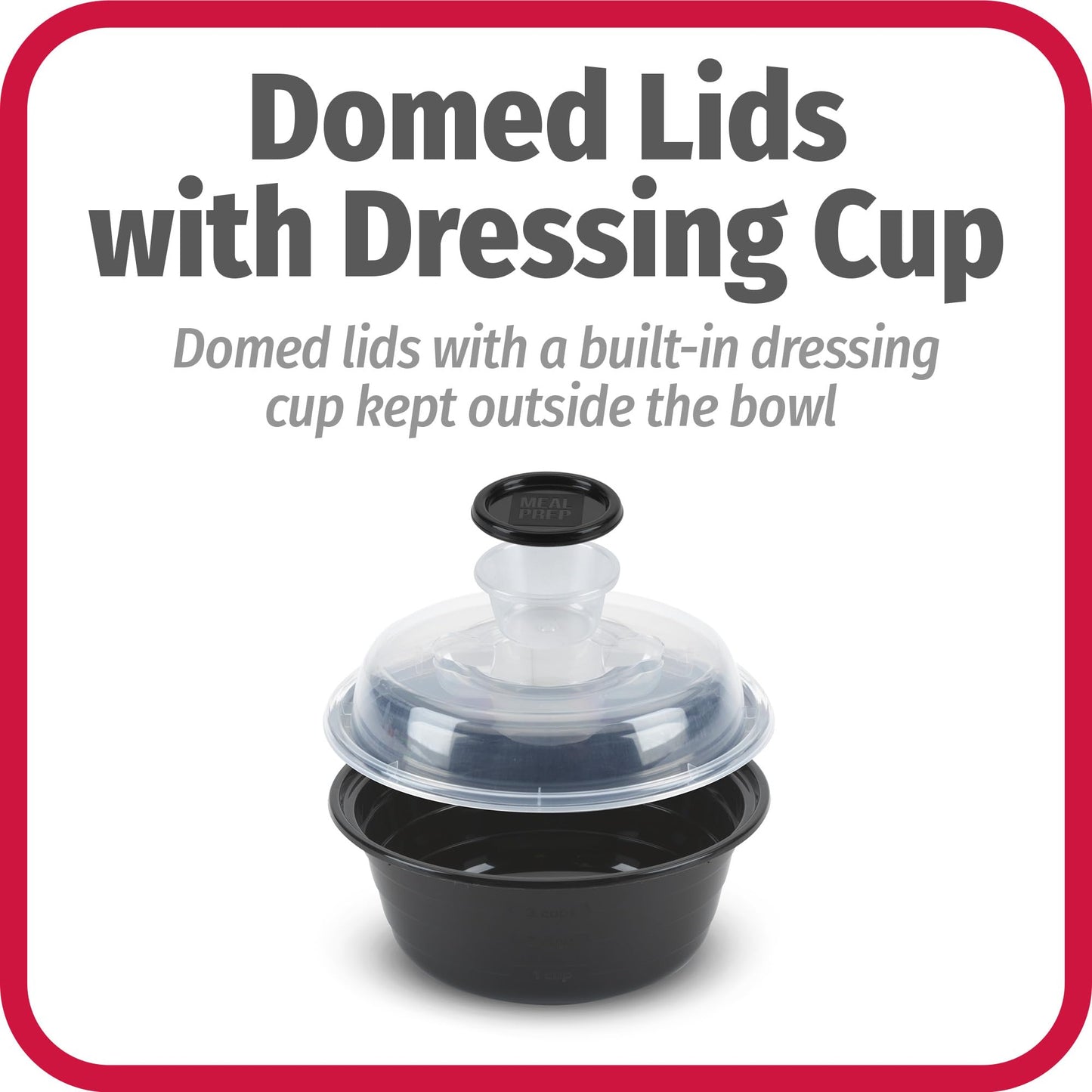 GoodCook 4-Cup Meal Prep Bowls Set with Lids and Dressing Cup, Microwavable Food Storage Containers for Meal Prepping, Set of 10, Black