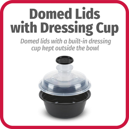 GoodCook 4-Cup Meal Prep Bowls Set with Lids and Dressing Cup, Microwavable Food Storage Containers for Meal Prepping, Set of 10, Black