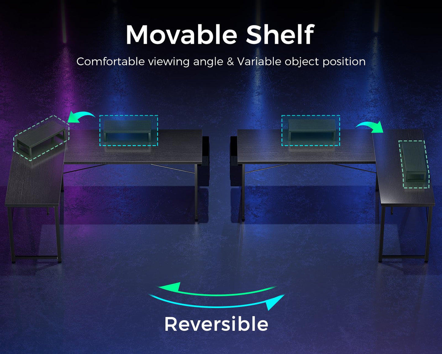 ODK L Shaped Desk, 66" Computer Corner Desk, Gaming Desk, Home Office Writing Desk with Monitor Shelf, Space-Saving Workstation Desk, Modern Simple Wooden Table, Easy to Assemble, Black