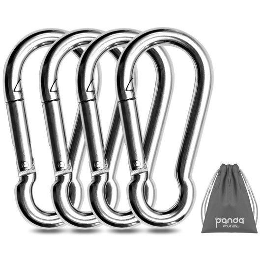 Pixel Panda 3.1 Inch Heavy Duty Gym Carabiner Load 1000lbs, 4 Pack Large Carabiner Clips,Snap Hooks for Fitness Attachment, Gym, Outdoor, Swing, Hammock, Hiking