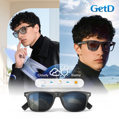 GetD AI Glasses for Men & Women, Smart Glasses Powered by ChatGPT, AI Real-time Translation with 147 Languages, 11H Music Play, Bluetooth Glasses with Photochromic Lens for Daily Use, Travel