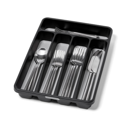 madesmart Classic Mini Silverware Tray, Soft Grip, Non-Slip Kitchen Drawer Organizer, 5 Compartments, Multi-Purpose Home Organization, BPA Free, Granite