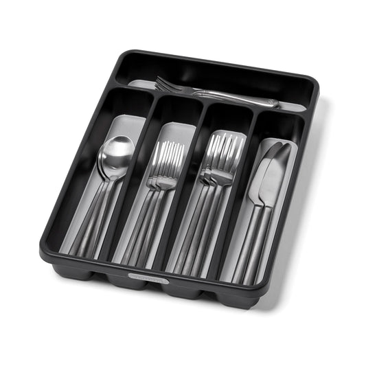 madesmart Classic Mini Silverware Tray, Soft Grip, Non-Slip Kitchen Drawer Organizer, 5 Compartments, Multi-Purpose Home Organization, BPA Free, Granite