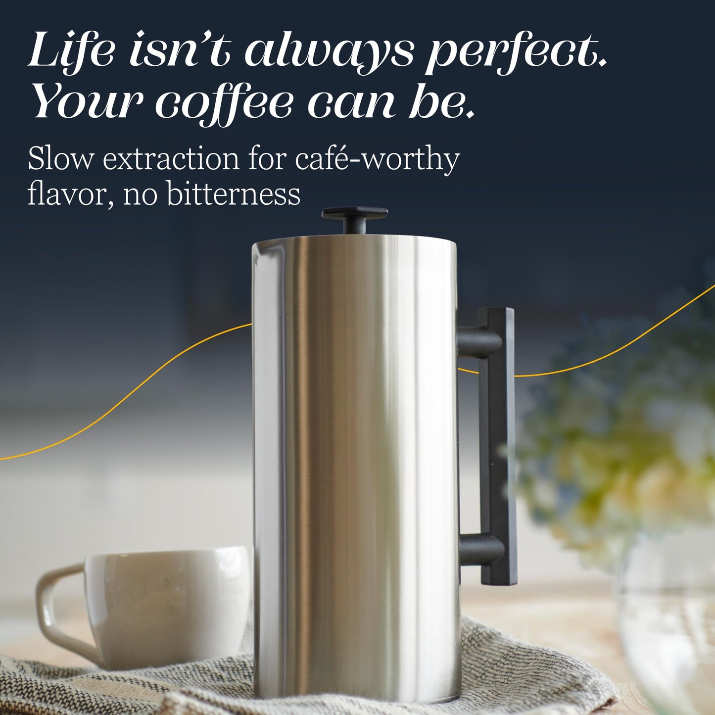 ESPRO P6 32 Ounces French Press Coffee Maker, Double Walled Stainless Steel Insulated, Brushed Stainless Steel