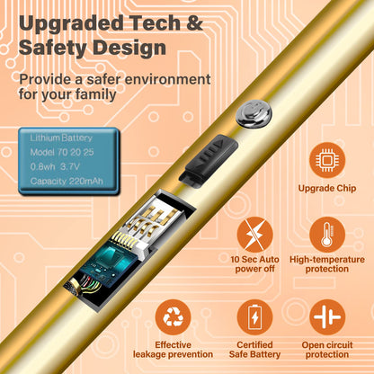 Navpeak Electric Candle Lighter Windproof USB Rechargeable Flameless Long Neck Lighter for Candles Gas Stove Fireplace BBQ Kitchen Grills (Gold)