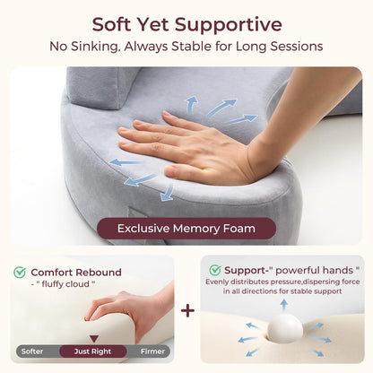 Momcozy Innovative Safety Fence Nursing Pillow - Firm & Springy Memory Foam - Stable, Ergonomic Support & Comfort - Wider Breastfeeding Cushion, Adjustable, Removable Cover, Baby Safety Certified