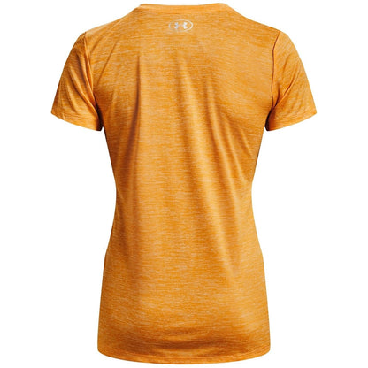 Under Armour Womens Tech V-Neck Twist Short-Sleeve T-Shirt, (782) Rise/White/Metallic Silver, X-Small