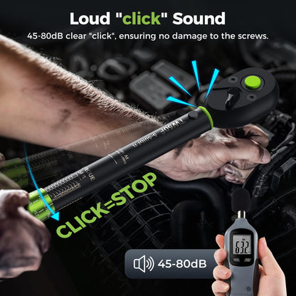etoolab 3/8-Inch Drive Click Torque Wrench - 5-50Ft-Lb/5-69.4Nm, Dual-Direction Adjustable 72 Tooth Click Torque Wrench for Bike, Motorcycle and Car Repair
