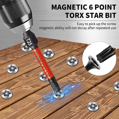 10-Pack T25 Torx Bits for Impact Driver, T-25 Torx/Star Bit Set 2'' Long, Magnetic Torque Head, Premium S2 Alloy Steel, 1/4'' Hex-Shank for Professional & DIY Use