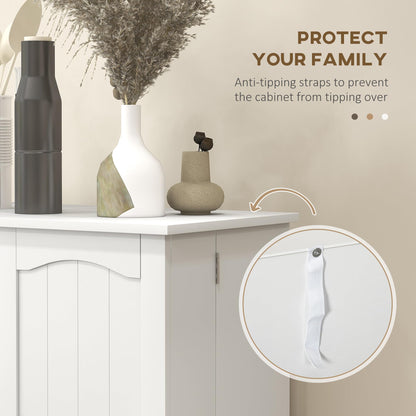 HOMCOM 41" Kitchen Pantry Storage Cabinet, Freestanding Kitchen Cabinet with 12 Door Shelves, Double Doors, 5-Tier Shelving and Adjustable Shelves, White