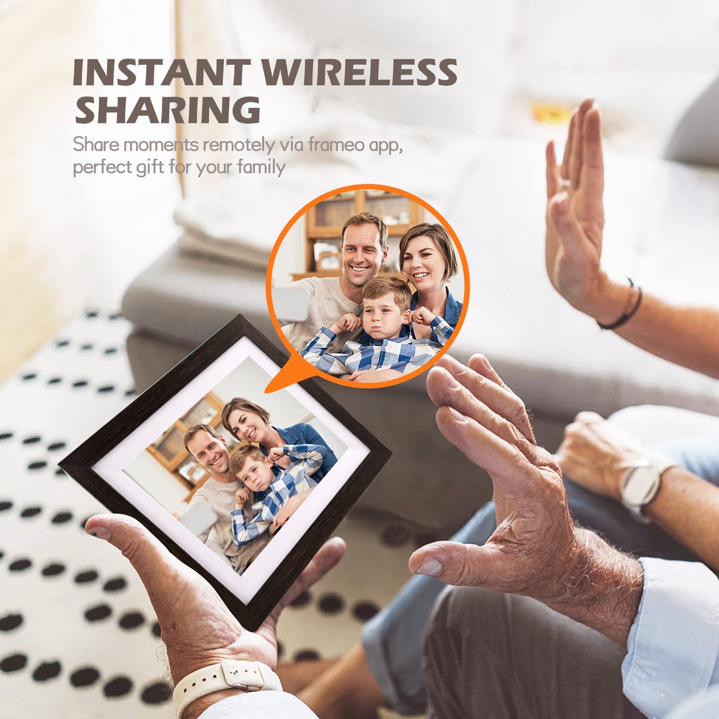 Frameo Digital Picture Frame WiFi 10.1inches Digital Photo Frame, Electronic Photo Frame Load from Phone, 1280x800 IPS Touch Screen HD Display, Auto-Rotate, Share Photos/Video-Great Gift(Brown Wood)