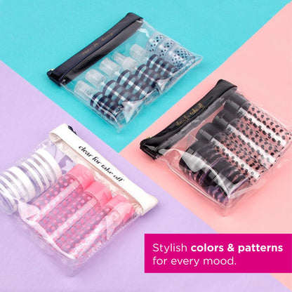 Miamica Women's Travel Bottle Kit, Clear & Rose Gold, 7.5" x 6.5" x 1.25"