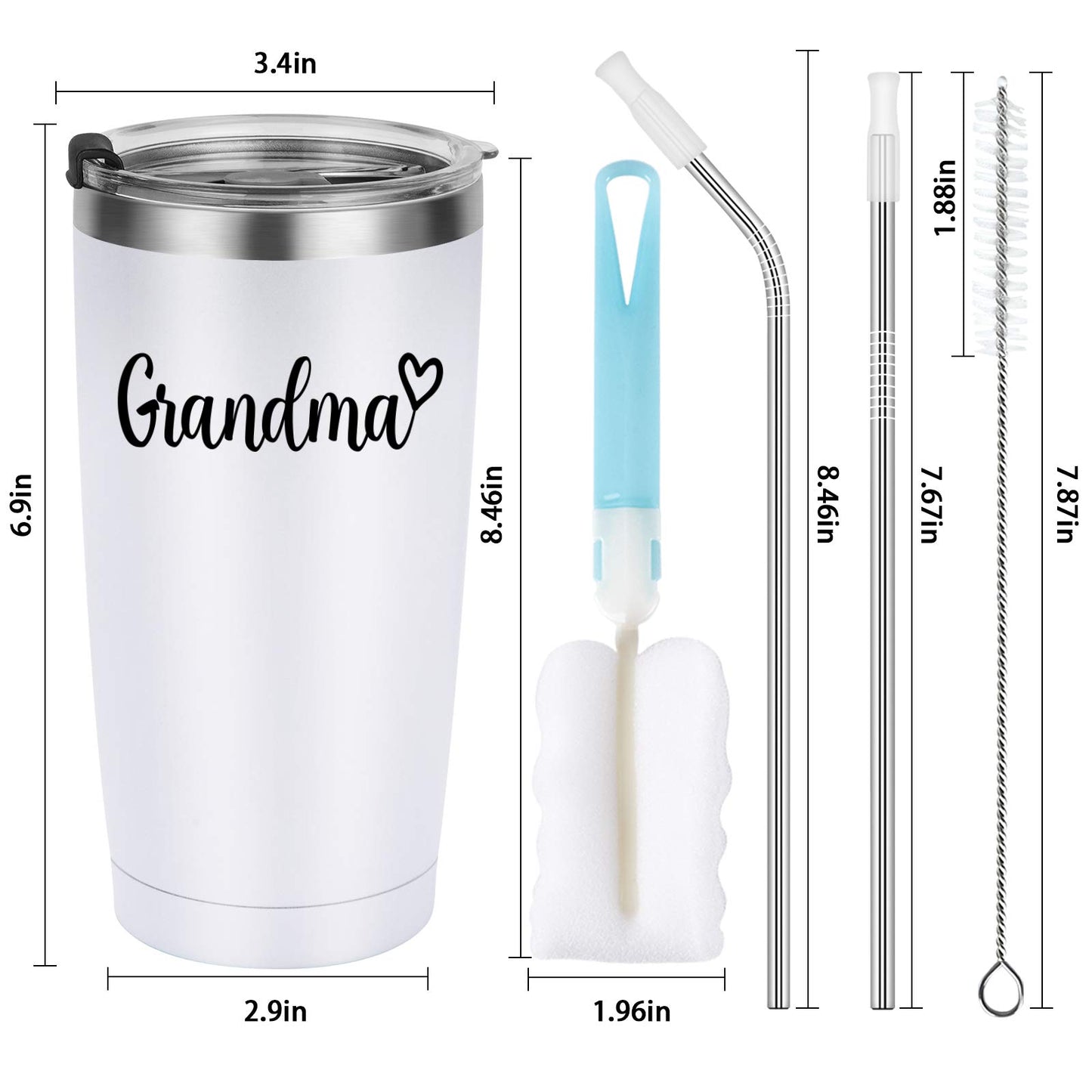Lifecapido Grandpa and Grandma Travel Tumbler Set, Insulated Stainless Steel Tumbler with Lids, Funny Grandparents Christmas Gifts for Grandpa Grandma from Grandchildren Grandkids(20oz, Black&White)