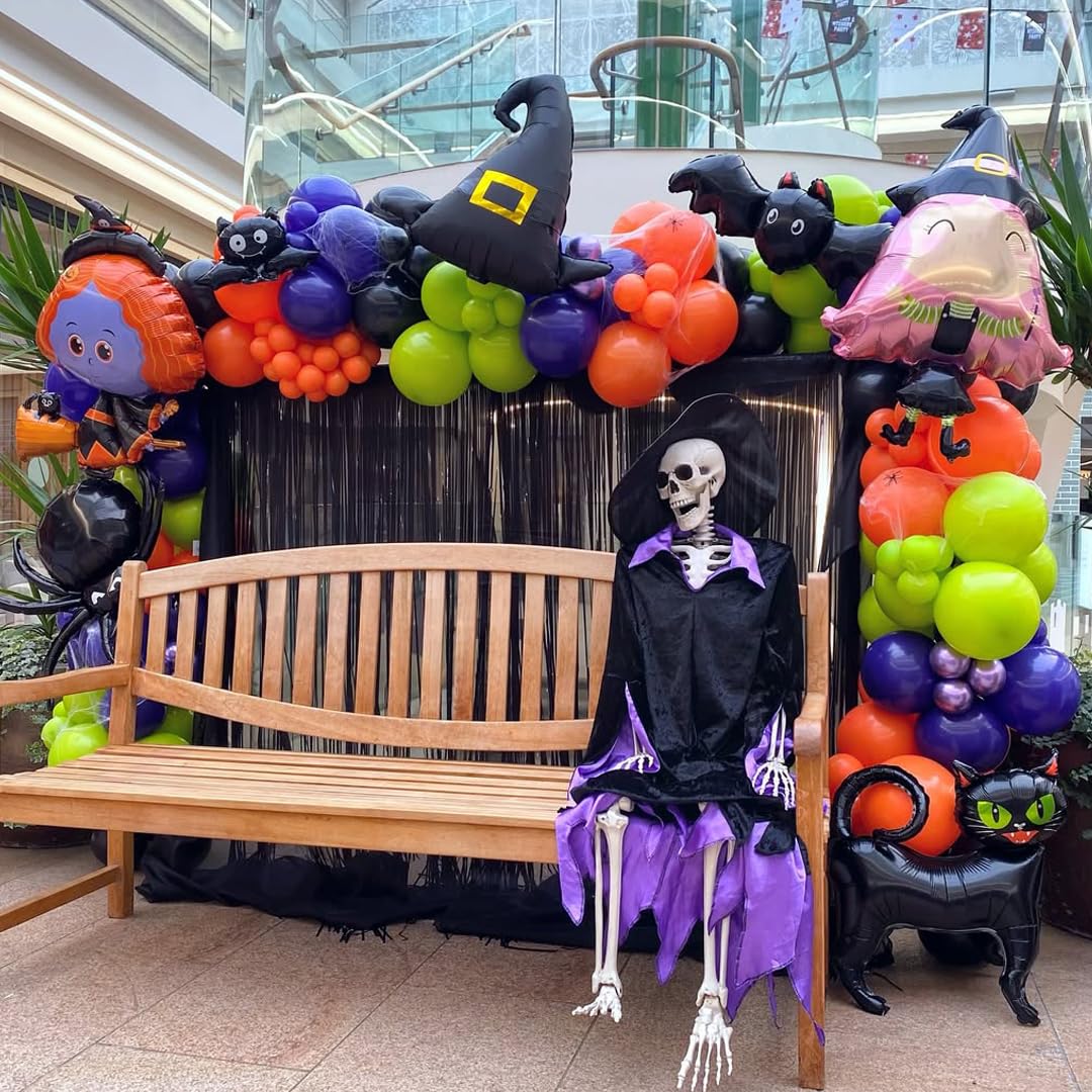 Halloween Party Balloons Set, Black Purple Orange Green Balloons 50Pcs 12inch Purple Orange Black Lime Green Balloon for Halloween party Celebration Birthday Spooky Ghost Party Decoration