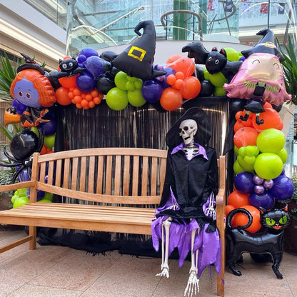 Halloween Party Balloons Set, Black Purple Orange Green Balloons 50Pcs 12inch Purple Orange Black Lime Green Balloon for Halloween party Celebration Birthday Spooky Ghost Party Decoration
