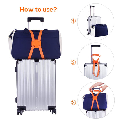 Luggage Straps Bag Bungees for Add a Bag Easy to Travel Suitcase Elastic Strap Belt(Orange)