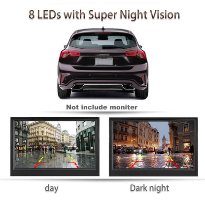 License Plate Backup Camera HD Night Vision Rear View Camera with 8 LEDs 170° Viewing Angle Waterproof Backup Rear Camera for Cars