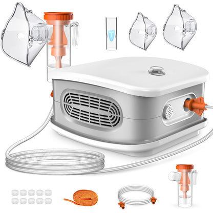 Portable Nebulizer, Nebulizer Machine for Adults and Kids, Compressor Nebulizer with 2 Masks & Mouthpiece, Low Noise Nebulizer for Breathing Comfort, Desktop Nebulizer for Home Use