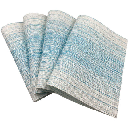 Placemat,Blending Color Durable Woven Vinyl Placemat Washable Heat-Resistant Anti-Skid Kitchen Dining Table Mats (Set of 4, Blue with White)