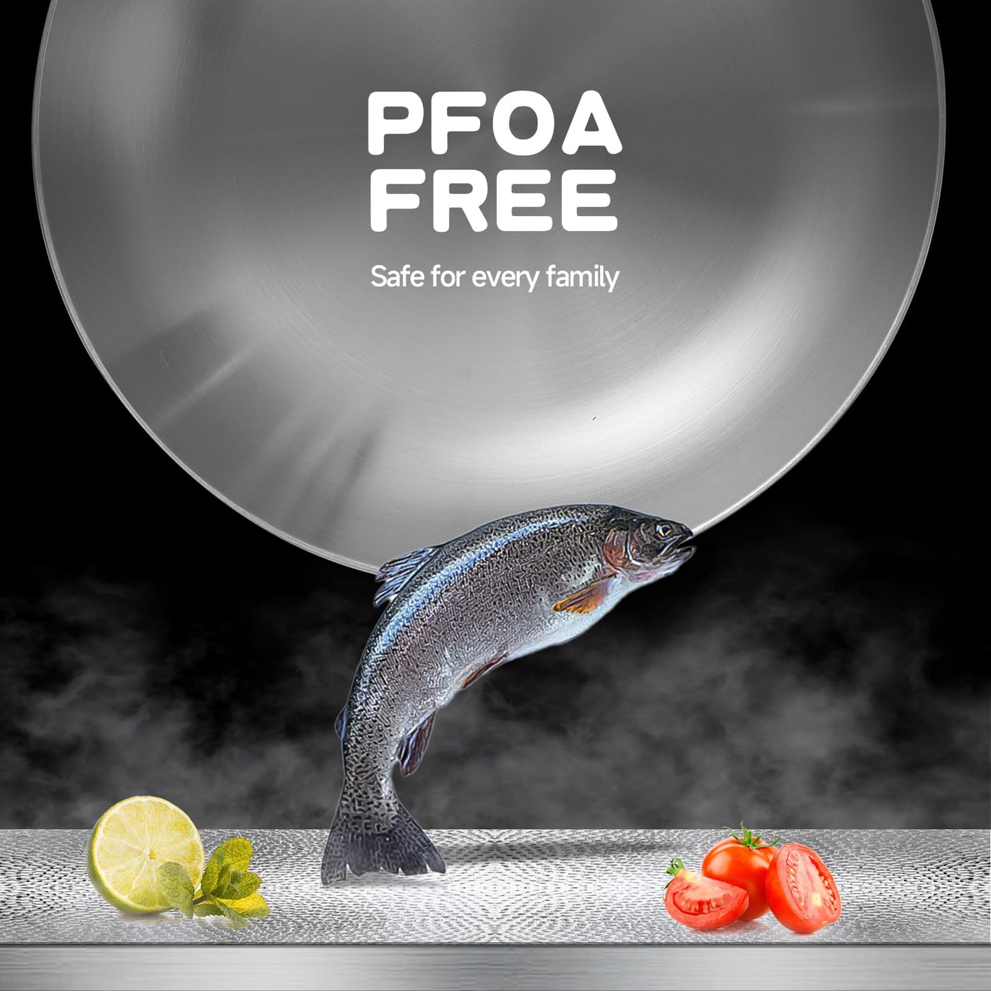 LOLYKITCH 12 Inch Tri-Ply Stainless Steel Frying Pan,Skillet,Induction Cooking Pan,Dishwasher and Oven Safe,Heavy Duty and Detachable Handle.