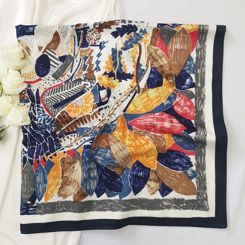 Julunar Silk Like Head Scarf for Women - Satin Large Hair Scarves - 35" Square Silk Hair Wrap for Sleeping with Gift Packed