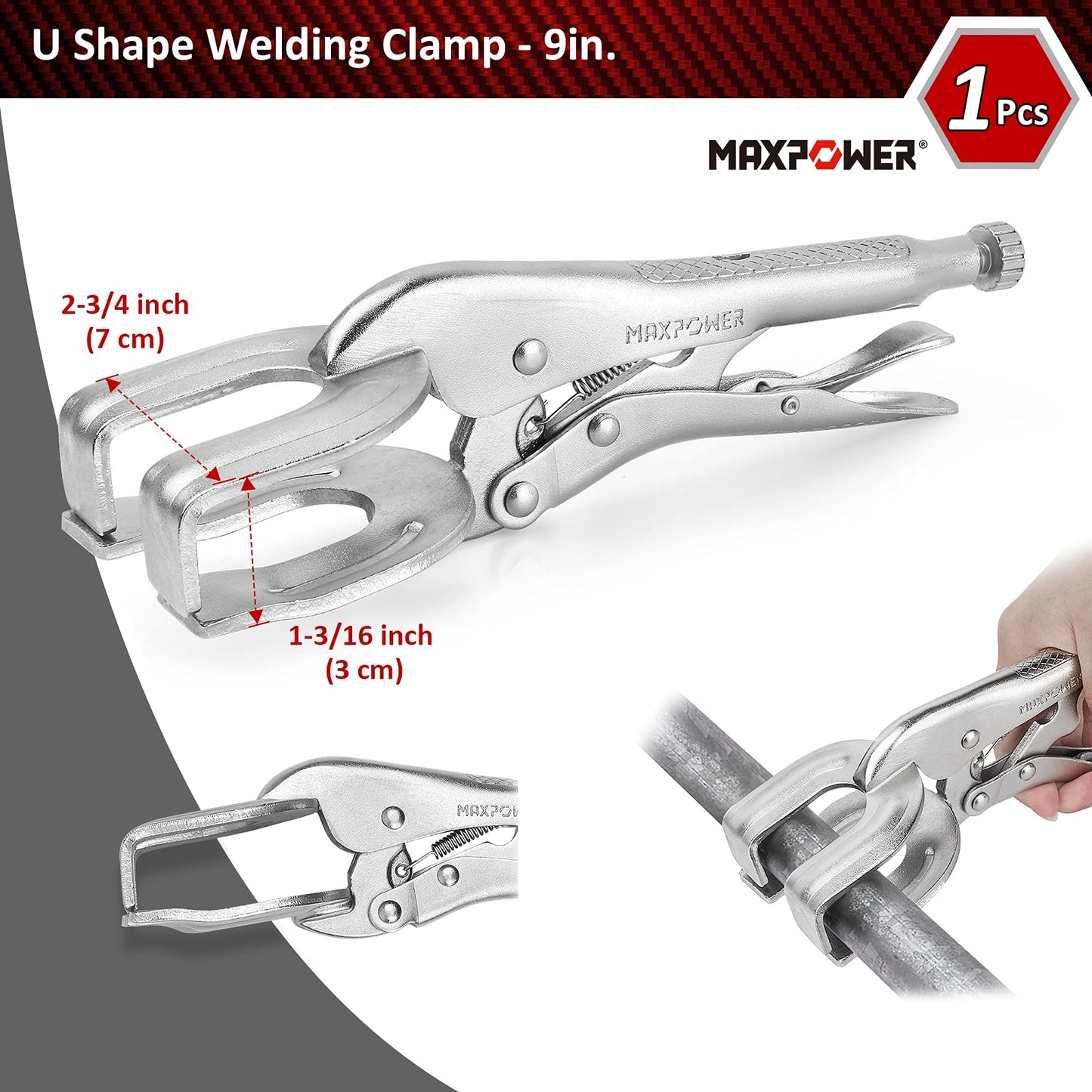 MAXPOWER 15-pc Locking Pliers Set with C-clamps, Long Nose, Pinch Off, Sheet Metal Clamp, U Shaped Pliers and Tool Bag