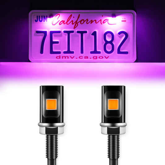 LivTee Super Bright License Plate Light, 12V License Tag Screw Bolt Accessories, Waterproof Black Aluminium Light Holder, Legal for Car Motorcycle Truck RV ATV Bike, Purple(2PCS)