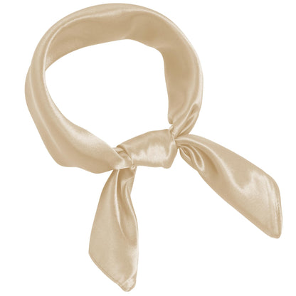 Pistha Chiffon Scarf Square Ribbon Neck Scarf Satin Scarf Handkerchief for Halloween Retro Women Girls Costume Accessory (Champagne, 23.6 * 23.6 inch)