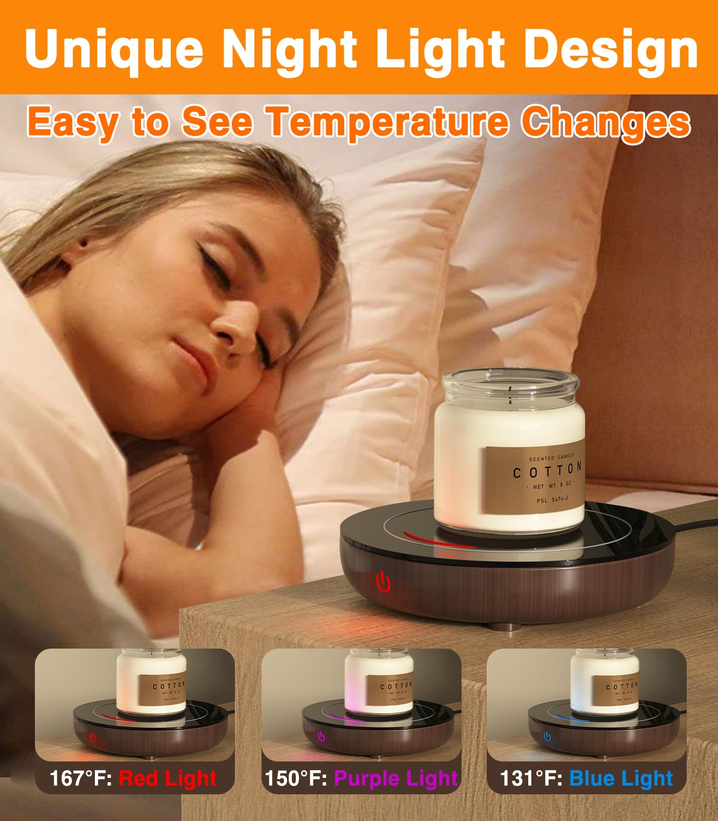 Kepwam Coffee Mug Warmer with Gravity Sensor, Mug Warmer for Desk with LED Light, 3 Temp Settings & 6H Auto Shut Off Coffee Warmer, Electric Candle Warmer Plate for Beverage, Coffee, Tea, Milk