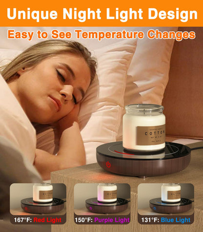 Kepwam Coffee Mug Warmer with Gravity Sensor, Mug Warmer for Desk with LED Light, 3 Temp Settings & 6H Auto Shut Off Coffee Warmer, Electric Candle Warmer Plate for Beverage, Coffee, Tea, Milk