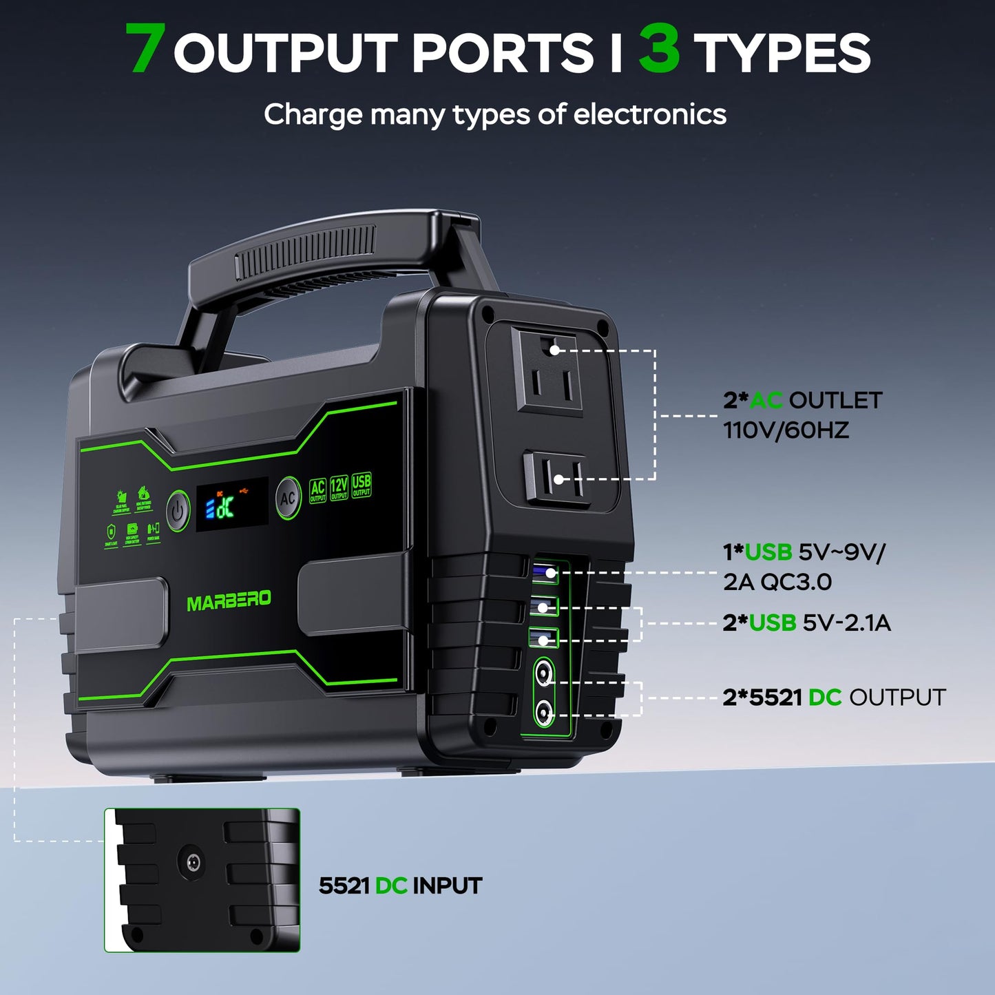 MARBERO 100W Solar Powered Generator with 30W Foldable Solar Panels 150Wh Lithium Battery Portable Power Station with AC DC and USB Outputs for Camping Emergency Home Backup Blackout Hiking