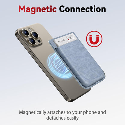 Magnetic Carrying Leather Case for PLAUD Note AI Voice Recorder – Thin Phone Wallet Attachment, Compatible with All Phone Sizes Blue (Original Equipment Included, No Additional Purchases Needed)