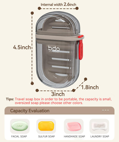 PEISAINOX Travel Soap Case, Leakproof Soap Container with Lid, Portable Bar Soap Holder for Traveling, Soap Dish for Bathroom, Shower, Gym, School, Camping, Vacation, Outdoor-Transparent-Black