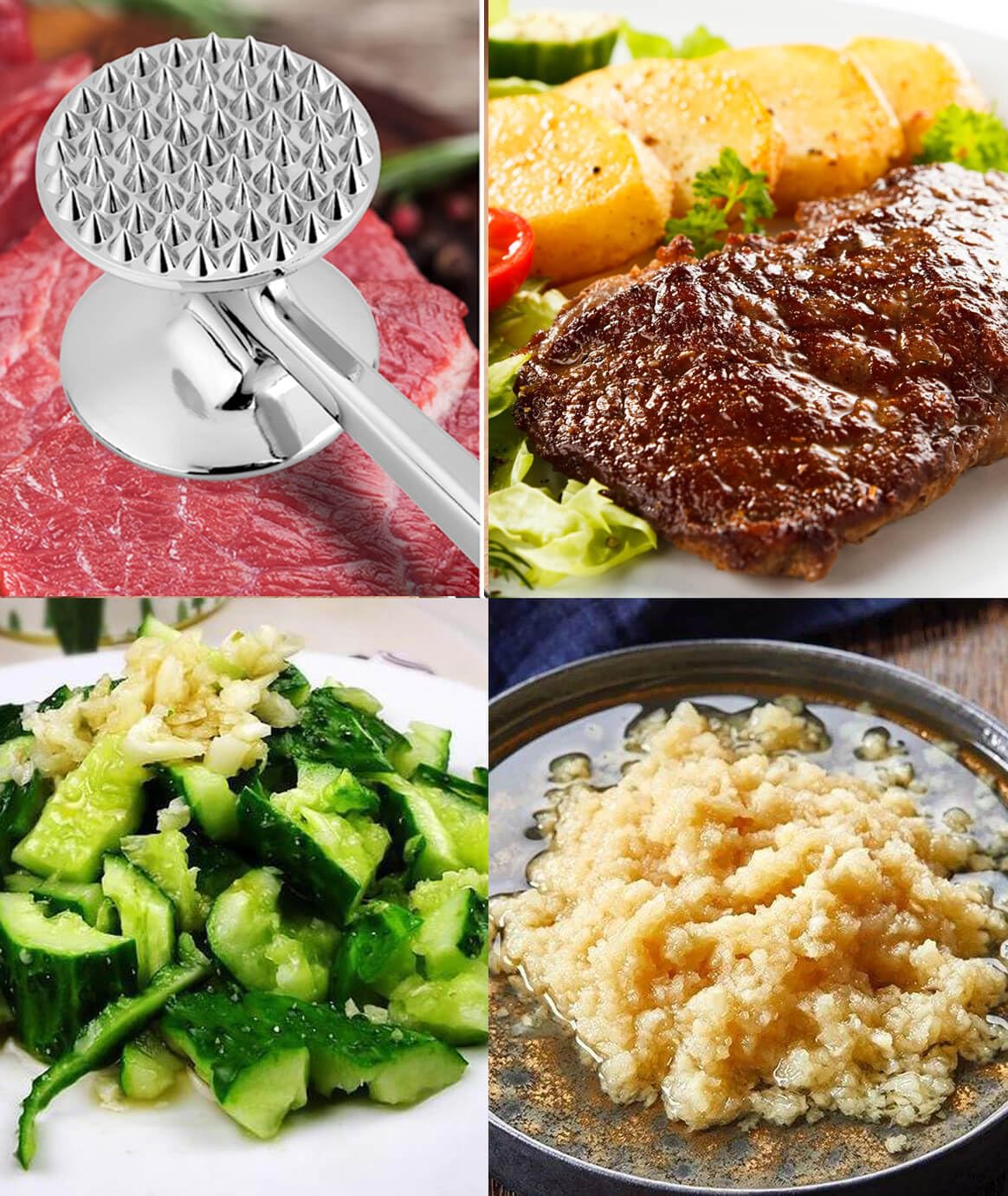 Aliglow Meat Tenderizer Hammer Tool Mallet Pounder for Kitchen Tenderizing Steak Beef Poultry,Heavy Duty Dual-Sided Tenderiser with Soft Grip Handle - Multifunctional Beater for Chicken,Fish, Baking