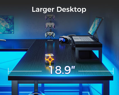 ODK L Shaped Desk, 66" Computer Corner Desk, Gaming Desk, Home Office Writing Desk with Monitor Shelf, Space-Saving Workstation Desk, Modern Simple Wooden Table, Easy to Assemble, Black