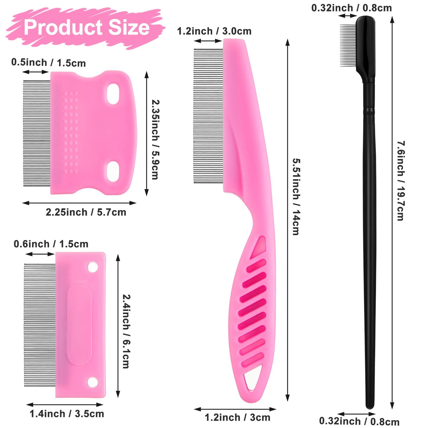 5 Pieces Dog Eye Combs Tear Stain Remover Combs Pet Grooming Comb for Small Dogs Gently Removing Eye Mucus and Crust (Pink, Black)